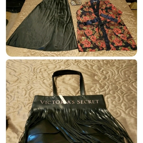 Victoria's Secret LOT Fringe TOTE NWT plus 2 small VS bags, size Large Lingerie - Picture 1 of 6